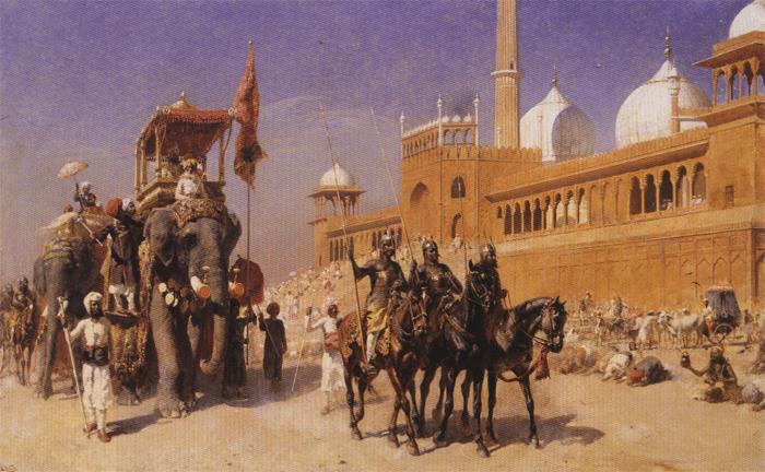 Edwin Lord Weeks Great Mogul and his Court Returning from the Great Mosque at Delhi, India China oil painting art